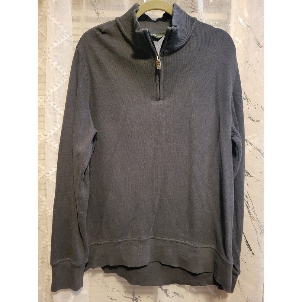 1/4 Zip Henley Ribbed Navy Heavyweight Shirt Rustic Camp Fish Mens L Cotton